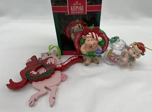 Hallmark "Deck the Hogs", K Adler Pig Out It’s Christmas, Pig W Candy Ornaments - Picture 1 of 5