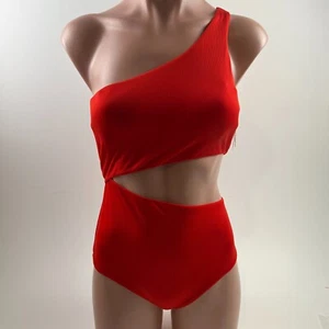 Victoria's Secret Swim One Piece Padded Off Shoulder Ribbed Swimsuit Red XS NWT - Picture 1 of 12