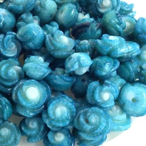Colgante de cuentas de flores de rosa coral azul tallado a mano 6 piezas 7 mm para hacer joyas - Imagen 1 de 5