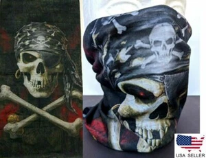 NEW Face Mask Shield Gaiter Pirates Skull Washable Tube Bandanna Scarf  USA - Picture 1 of 5