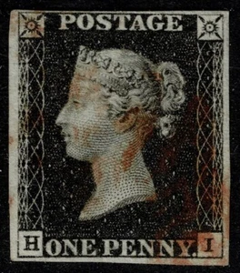 1840 1d Black Pl 4 HI 4m Red MX Fine Used Cat. £400.00 - Picture 1 of 1