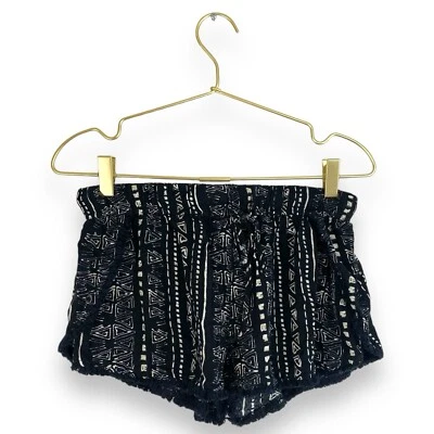 Ecote Women's Size S Shorts Tapestry Booty Pull On Boho Hippie Black & White 564 - Image 1 of 4