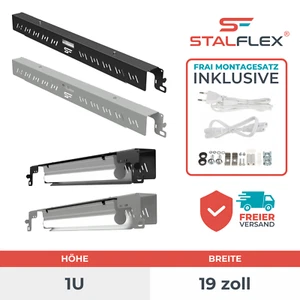 LED Rack 19 Zoll 1U Leuchtpaneel für Serverracks Schwarz Grau - Bild 1 von 15