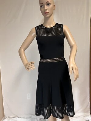 Vestido negro TORN BY RONNY KOBO, punto abierto, sin mangas, hasta la rodilla. Talla XS Foto 1 de 4