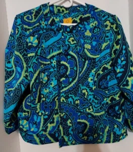 RUBY RD Size 16 Shirt Blazer Blue Floral Multicolor Front Pockets - Picture 1 of 9