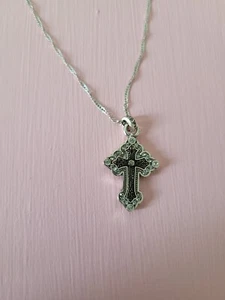 Kohls Silber Metall Diamant Kreuz Halskette, gebraucht - Bild 1 von 6