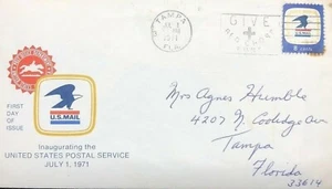 First Day Issue Inaugurating The U.S Postal Service July 1 1971 FDC 8c Stamp - Picture 1 of 4