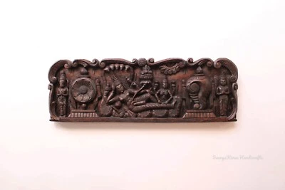 Estatua reclinable Vishnu Lakshmi Anatha Shayana Mahavishnu panel de pared decoración hindú Foto 1 de 4