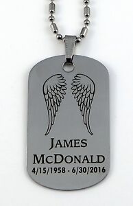 Angel Wings Memorial Tag - Free Custom Engraving