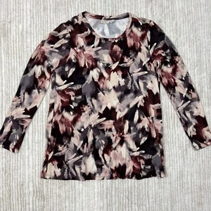 LOGO by Lori Goldstein Damen Langarm Blumen Tunika Top Größe Small Taschen - Bild 1 von 8