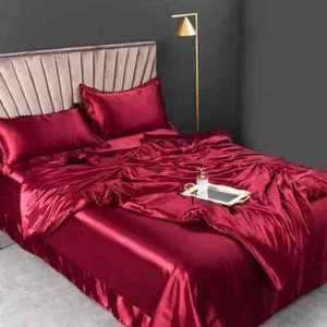 Pure Mulberry Silk Bedding Set Bed Sheets and Pillowcases Skin Friendly Bed Sets - Picture 1 of 38