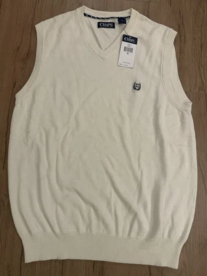 NWT CHAPS CREAM SWEATER VEST SIZE MEDIUM - Image 1 of 4