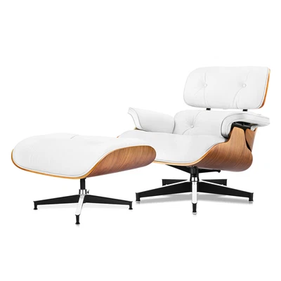 Juego de sillón y otomana Pro Tall Eames sillón giratorio sillas de cuero real Foto 1 de 4