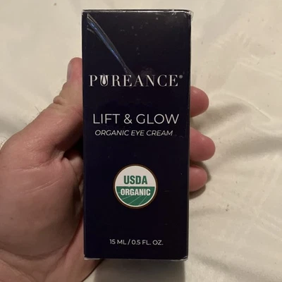 Crema de ojos antienvejecimiento orgánica certificada PUREANCE Lift & Glow - 0,5 onzas líquidas nueva en caja Foto 1 de 2