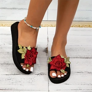 Sandalias deslizantes adornadas florales de moda para mujer talla US 8 - Imagen 1 de 6