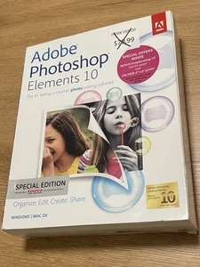 Adobe Photoshop Elements 10 - Factory Sealed - PC / Mac OS - NEW SEALED - Photo 1/4