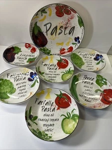 Juego de 7 piezas 6 cuencos individuales para servir pasta y pasta decorados coloridamente - Imagen 1 de 16