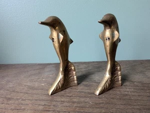Lot of 2 Pair Brass Dolphin Sculpture Figurine Art 5" Made in India - Picture 1 of 11