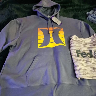 Hurley синий пуловер толстовка с капюшоном графический логотип оранжевый 2 X арктический камуфляж футболка  - Изображение 1 из 4