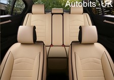 Beige Siège-auto Housses PU Cuir Universel Animal Chien Protection Set Complet