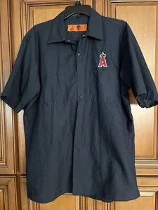 LA Angels MLB Red Kap Cap Work Shirt Uniform Blue Collard Button Up Pockets XL - Picture 1 of 5