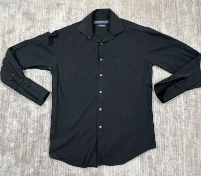 Camisa masculina Perry Ellis 16 34/35 preta manga longa botão para baixo portfólio - Imagem 1 de 4