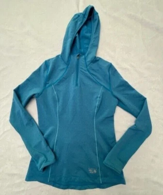 Camisa Pullover Mountain Hardwear Para Mujer 1/4 Cremallera Manga Larga Con Capucha Azul XS Foto 1 de 4