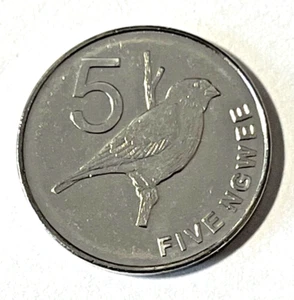 2012 Zambia 5 ngwee Coin Africa Zambezi Indigobird Twinspot Bird Animal Wildlife - Picture 1 of 2