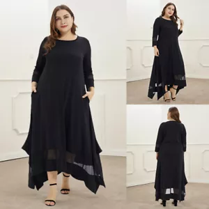 Plus Size Womens Mesh Swing Maxi Dress Ladies Party Cocktail Evening Ball Gown - Picture 1 of 16
