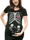Maternity T-shirt Skeleton Cute Halloween Pregnancy Twins T-shirt Funny Costume