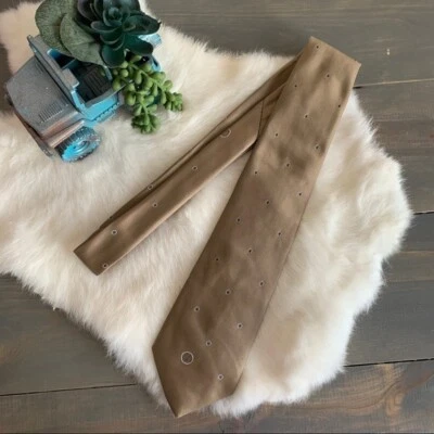 Corbata de seda Halston III marrón claro azul y blanco Foto 1 de 4