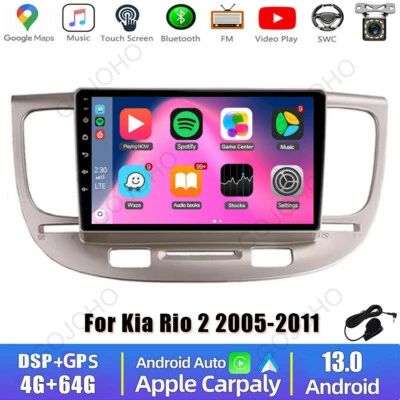 64GB Carplay Car Radio Stereo For 2005-2011 Kia Rio Android 13 GPS BT Navi WIFi - Image 1 of 4