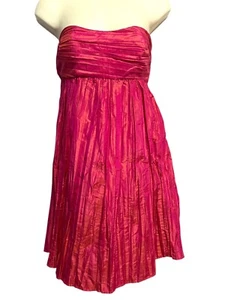 Mini Vestido Calypso St. Barth Sin Tirantes Talla 2 Rosa Iridiscente Seda Arrugada Fiesta - Imagen 1 de 15