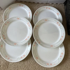 Corelle Peach Garland Dinner Plates 10 1/4" USA Discontinued 6 piece - Picture 1 of 8