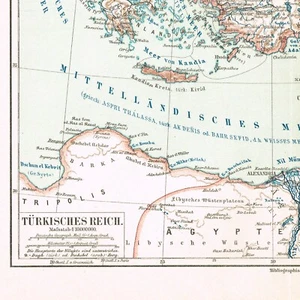 TURKEY 1900  Ottoman Empire  Original Detailed  Map  ARMENIA GREECE Antigue map - Picture 1 of 22