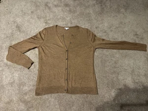 Gap 100% Extra Fine Merino Wool Button Cardigan Sweater XL Camel Tan - Picture 1 of 7
