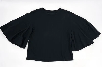 Who What Wear Shirt Womens Small Black Knit Short Bell Sleeves Cropped - Image 1 of 4
