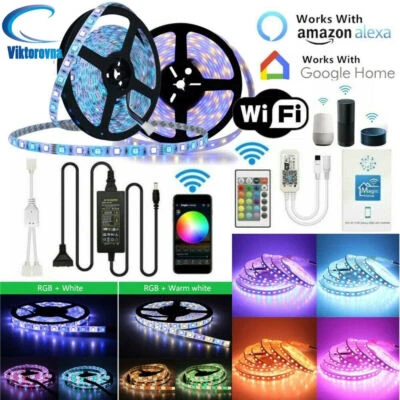 5-10M Smart WIFI LED Strip Lights RGB RGBW rgbww LED tape lamp Waterproof Alexa - Image 1 of 4
