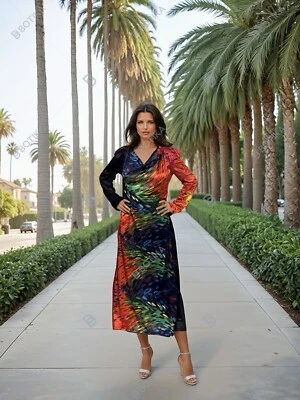 Vestido de seda azul MC COSTELLO - Imagem 1 de 3