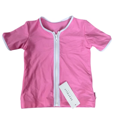 Seafolly girls toddler Pink Zip Front Rash Guard Size 3 New - Image 1 of 4