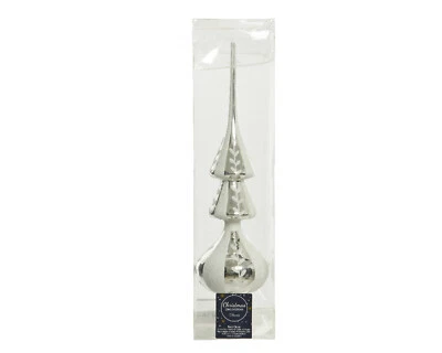 Christbaumspitze Glas 34cm Tannenbaumspitze Weihnachtsbaumspitze Motiv weiß - Bild 1 von 2