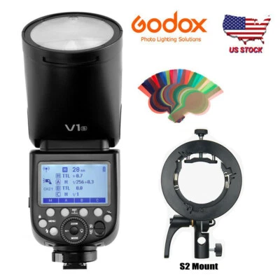 US Godox V1-S 2.4G TTL Speedlite Flash Light+S2 Bowens Bracket For Sony Camera - Image 1 of 4