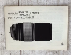 VINTAGE Minolta Rokkor/Rokkor-X Lenses Depth of Field Tables Booklet English - Picture 1 of 2
