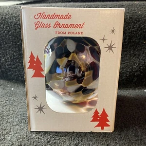 Zorza Navidad Bola Vidrio Soplado 4" Adorno - Polonia Oro, Ámbar y Perla - Imagen 1 de 8