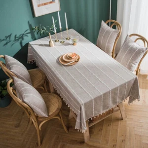Rectangle Tablecloth Tassel Table Cloth Cover for Dining Room Kitchen Home Decor - Picture 1 of 22