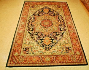 MINT AUTHENTIC AMERICAN KARASTAN NAVY HERIZ #700/701 RUG CARPET 5.9x9 GOOD SIZE - Picture 1 of 12