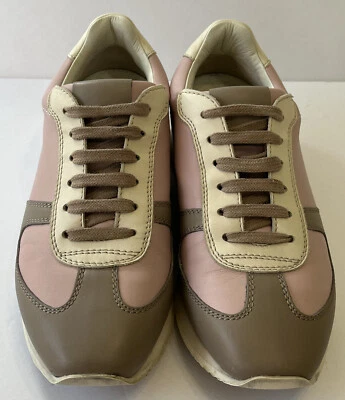 Zapatillas Ralph Lauren Etiqueta Púrpura Rosa/Gris/Marfil Cuero Talla 38 Foto 1 de 4