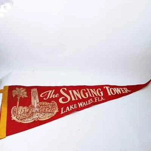 Pennant in feltro vintage The Singing Tower Lake Wales Florida (lvrs) - Foto 1 di 8
