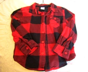 Okie Dokie Boys Size 4T Red/Black Plaid Long Sleeve Button Down Flannel Shirt - Picture 1 of 10