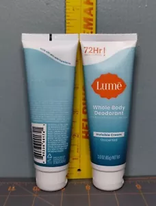 NEW 2X Lume Invisible Cream Whole Body Deodorant Unscented 72Hr Odor Control 3Oz - Picture 1 of 1